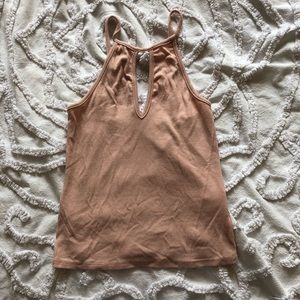Baby pink tank with keyhole and strappy back
